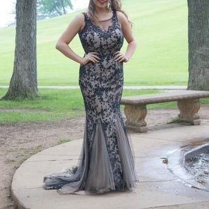 Size 10 evening gown. Black and nude